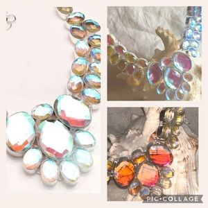 Exquisite Rainbow Fire Topaz statement multi-cluster necklace